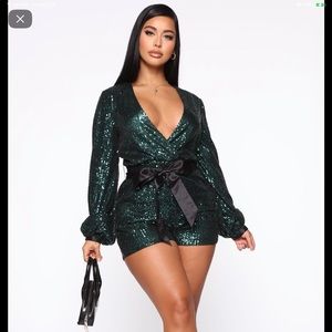 Celeste Sequin Romper - Teal